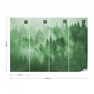 Fototapet - Pădure de Brazi în Ceață – Verde - Img 17