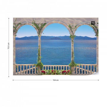 Fototapet - Privelistea marii printre arcade 9