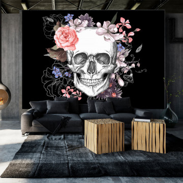 Fototapet - Skull and Flowers - Img 1
