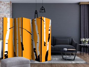 Paravan - Birches on the orange background II [Room Dividers] - Img 2