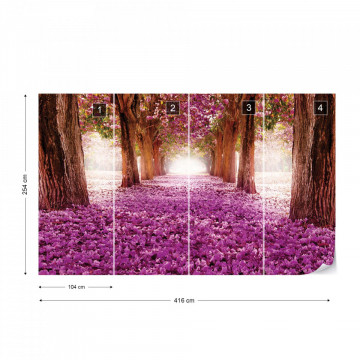 Pink Trees Path Photo Wallpaper Wall Mural - Img 17