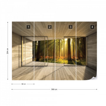 Sunrise Forest 3D Modern Window View Photo Wallpaper Wall Mural - Img 9
