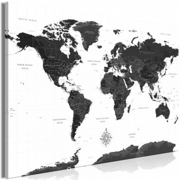Tablou - Black and White Map (1 Part) Wide - Img 1