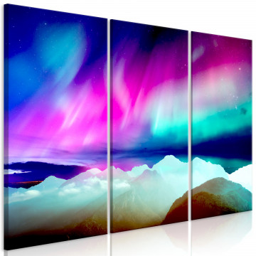 Tablou Canvas - Minunata Aurora Boreală (3 Părți) - Img 1