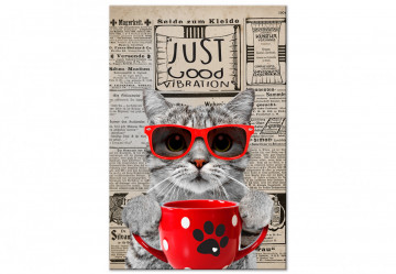 Tablou - Cat With Coffee (1 Part) Vertical - Img 1