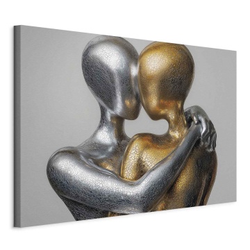 Tablou - Couple in an embrace, composition in gold and silver - Img 1