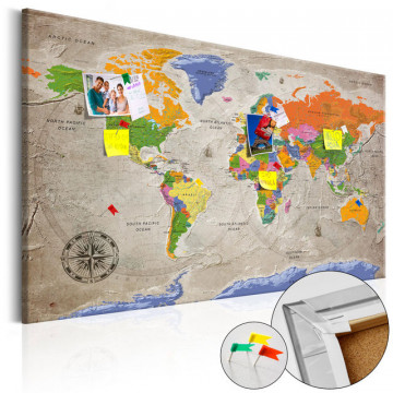 Tablou din plută - World Map: Retro Style [Cork Map] - Img 1