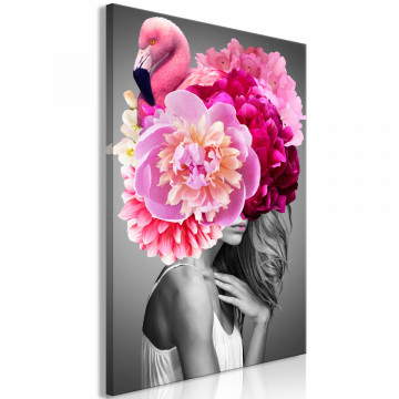 Tablou - Flamingo Girl (1 Part) Vertical - Img 1