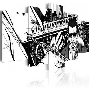 Tablou - Jazz concert on the background of New York skyscrapers - 5 pieces - Img 1