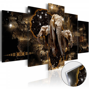 Tablou pe sticlă acrilică - Brown Elephants [Glass] - Img 1