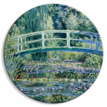 Tablou rotund - Japanese Bridge at Giverny Claude Monet - Spring Landscape of a Forest With a River - Img 1