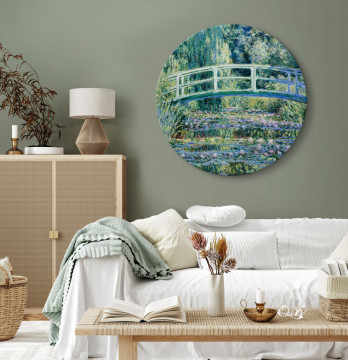 Tablou rotund - Japanese Bridge at Giverny Claude Monet - Spring Landscape of a Forest With a River - Img 2