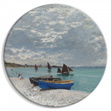 Tablou rotund - Sainte-Adresse Beach, Claude Monet - Boats on the Seashore - Img 1