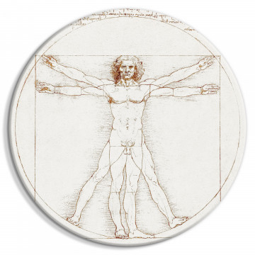 Tablou rotund - Vitruvian Man by Leonardo Da Vinci - A Drawing of the Proportions of a Man’s Body - Img 1