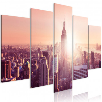 Tablou - Sun over Manhattan (5 Parts) Wide Orange - Img 1