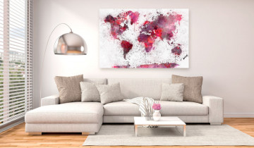 Tablou - World Map: Red Watercolors (1 Part) Wide - Img 4