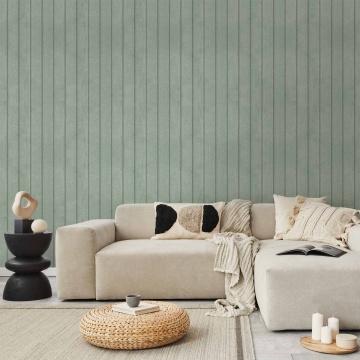 Tapet - Delicate Wood - Vertical stripes in a pastel green shade. - Img 1
