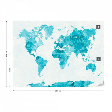 Watercolour World Map Turquoise - Img 9