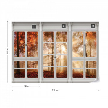 3D Door View Autumn Forest Photo Wallpaper Wall Mural - Img 12