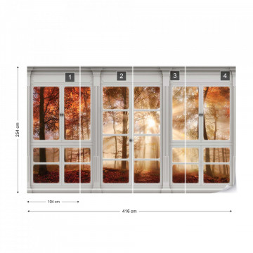 3D Door View Autumn Forest Photo Wallpaper Wall Mural - Img 13