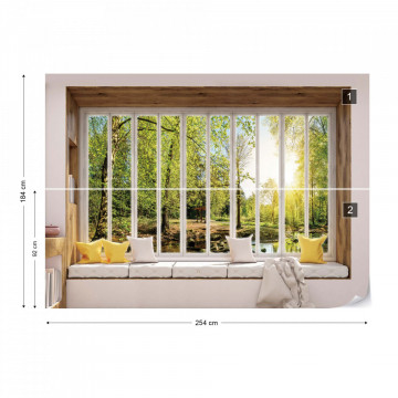 3D Window View Forest Photo Wallpaper Wall Mural - Img 8