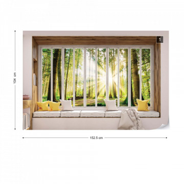 3D Window View Forest Sunrise Photo Wallpaper Wall Mural - Img 10