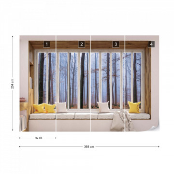 3D Window View Misty Forest Photo Wallpaper Wall Mural - Img 7