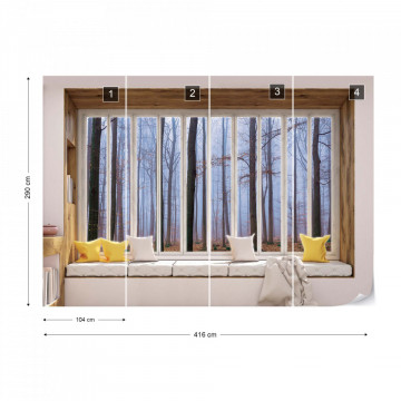 3D Window View Misty Forest Photo Wallpaper Wall Mural - Img 14