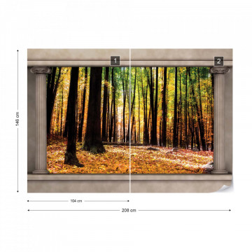 Autumn Forest Roman Column View Photo Wallpaper Wall Mural - Img 11