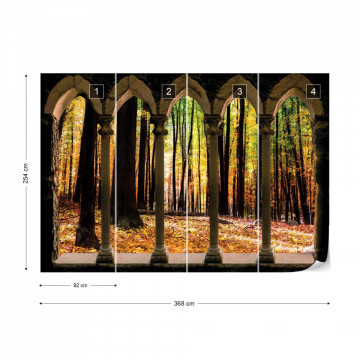 Autumn Forest Stone Archway View Photo Wallpaper Wall Mural - Img 7