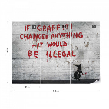 Banksy Graffiti Concrete Photo Wallpaper Wall Mural - Img 12