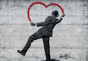 Banksy Graffiti Concrete Texture Photo Wallpaper Wall Mural - Img 6