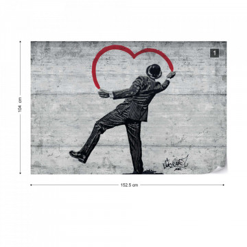 Banksy Graffiti Concrete Texture Photo Wallpaper Wall Mural - Img 10