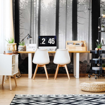Black And White Atmospheric Forest Photo Wallpaper Wall Mural - Img 2