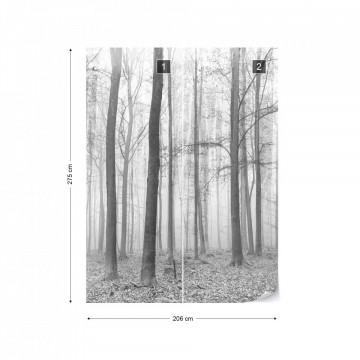 Black And White Misty Forest Photo Wallpaper Wall Mural - Img 11