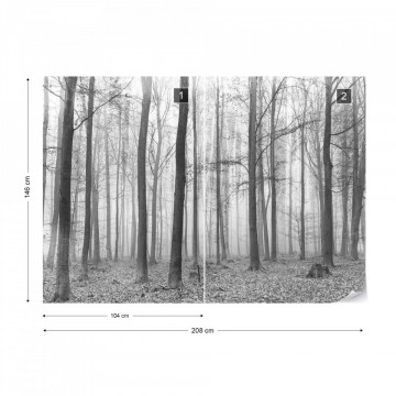 Black And White Misty Forest Photo Wallpaper Wall Mural - Img 15