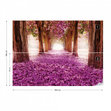 Flowers Trees Path Pink Photo Wallpaper Wall Mural - Img 5