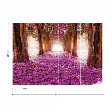 Flowers Trees Path Pink Photo Wallpaper Wall Mural - Img 8