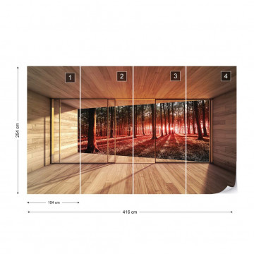 Forest 3D Modern Window View Photo Wallpaper Wall Mural - Img 4