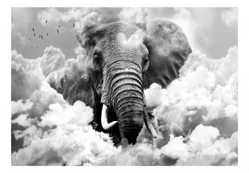 Fototapet - Elephant in the Clouds (Black and White) - Img 2