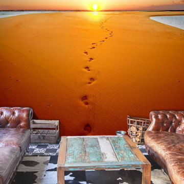 Fototapet - Footprints in the sand - Img 1