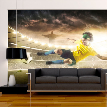 Fototapet - Fotbal brazilian - meci pe stadion cu fotbalist pentru adolescenți - Img 1