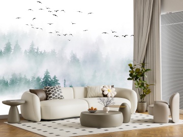 Fototapet Personalizat Păsări în Ceață – Atmosferă Calmă și Design Elegant - Img 7