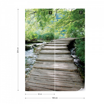 Green Forest Waterfall Pathway Photo Wallpaper Wall Mural - Img 7