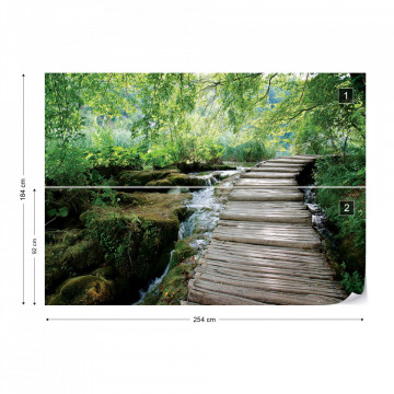 Green Forest Waterfall Pathway Photo Wallpaper Wall Mural - Img 9
