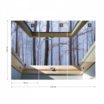Misty Forest 3D Skylight Window View Photo Wallpaper Wall Mural - Img 12