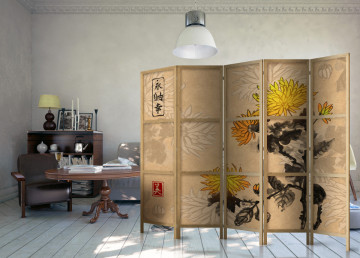 Paravan japonez - Japanese Style: Chrysanthemums II [Room Dividers] - Img 2