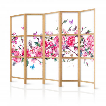 Paravan japonez - Japanese Style: Flowers and Butterflies II [Room Dividers] - Img 1