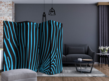 Paravan - Zebra pattern (turquoise) II [Room Dividers] - Img 2