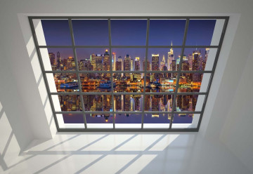 Penthouse Window NYC at Night - Img 2